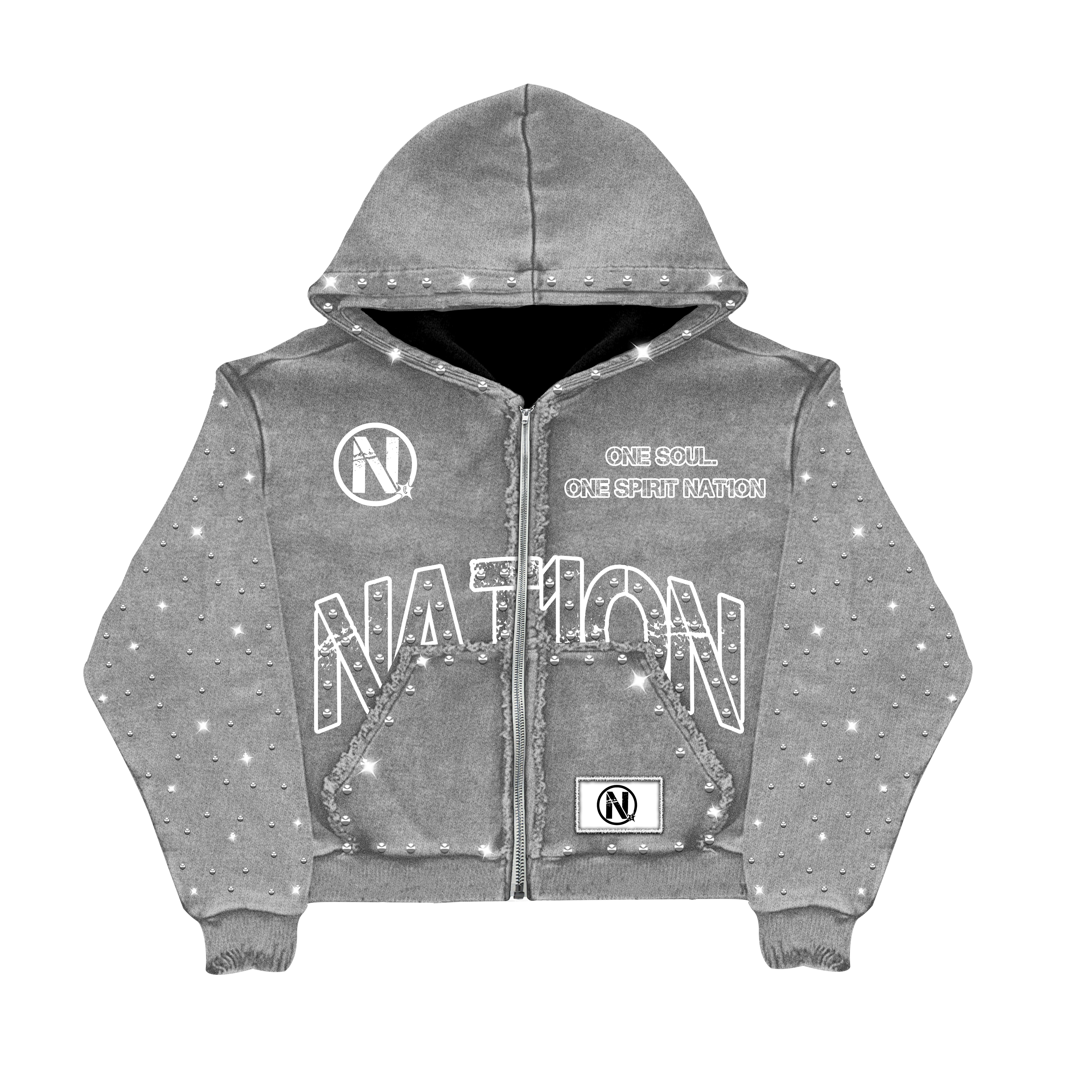 "THIRD MARK" ZIP-UP HOODIE GRAY