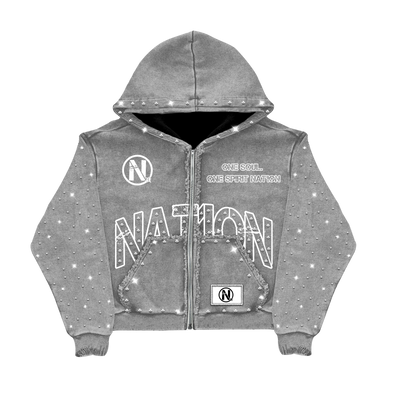 "THIRD MARK" ZIP-UP HOODIE GRAY