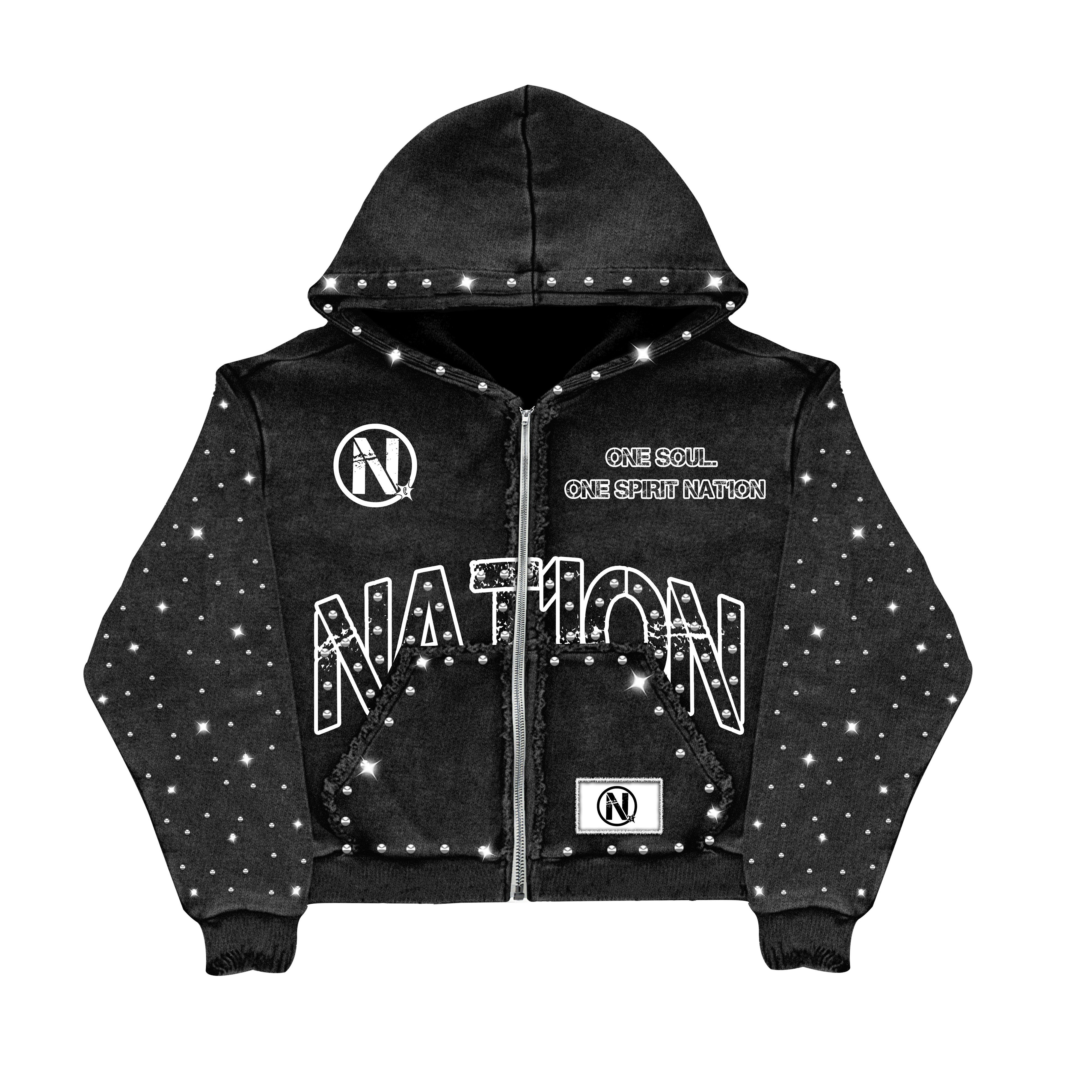 "THIRD MARK" ZIP-UP HOODIE BLACK