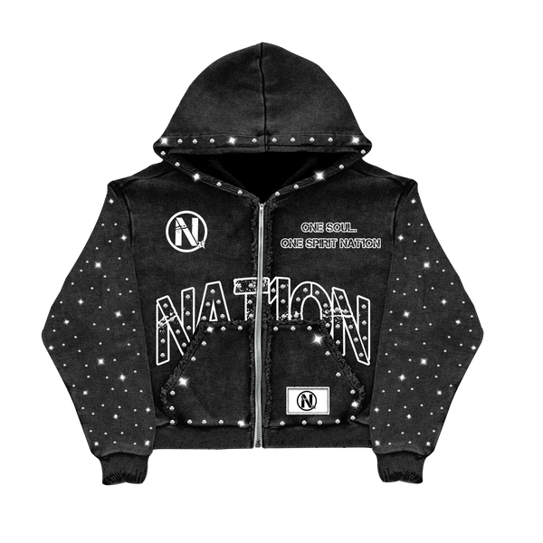 "THIRD MARK" ZIP-UP HOODIE BLACK