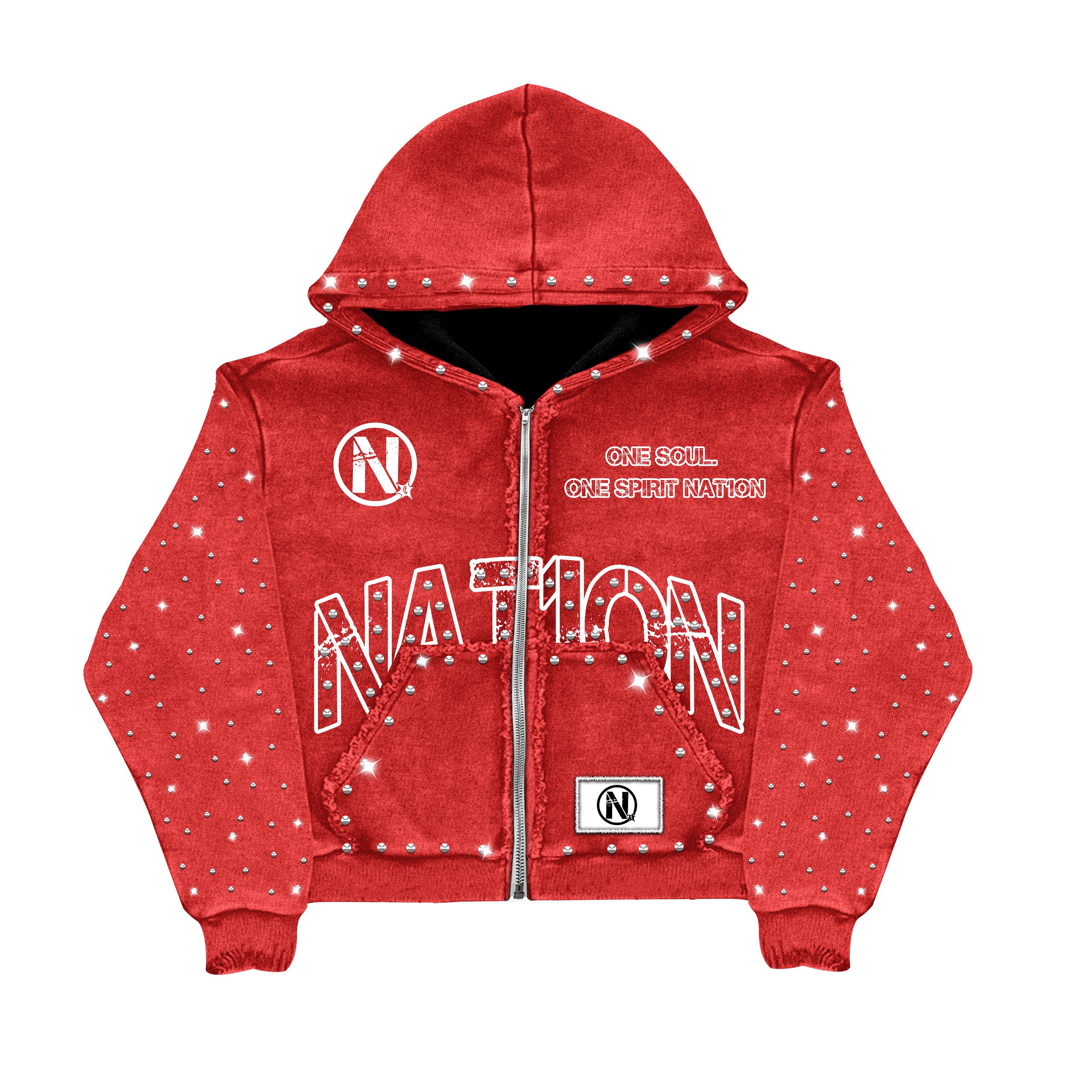 "THIRD MARK" ZIP-UP HOODIE RED